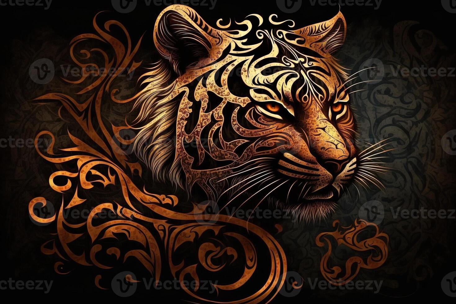 Tigre tribal tatuaje ilustración generativo ai foto