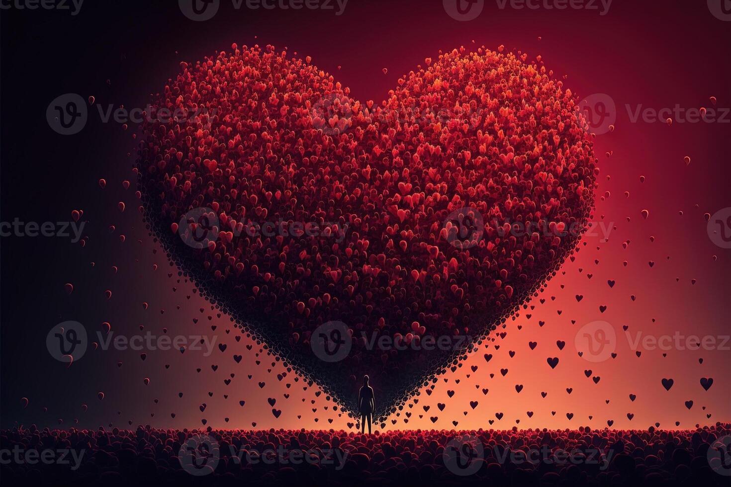 thousand of hearts ed Love Valentine day concept illustration photo