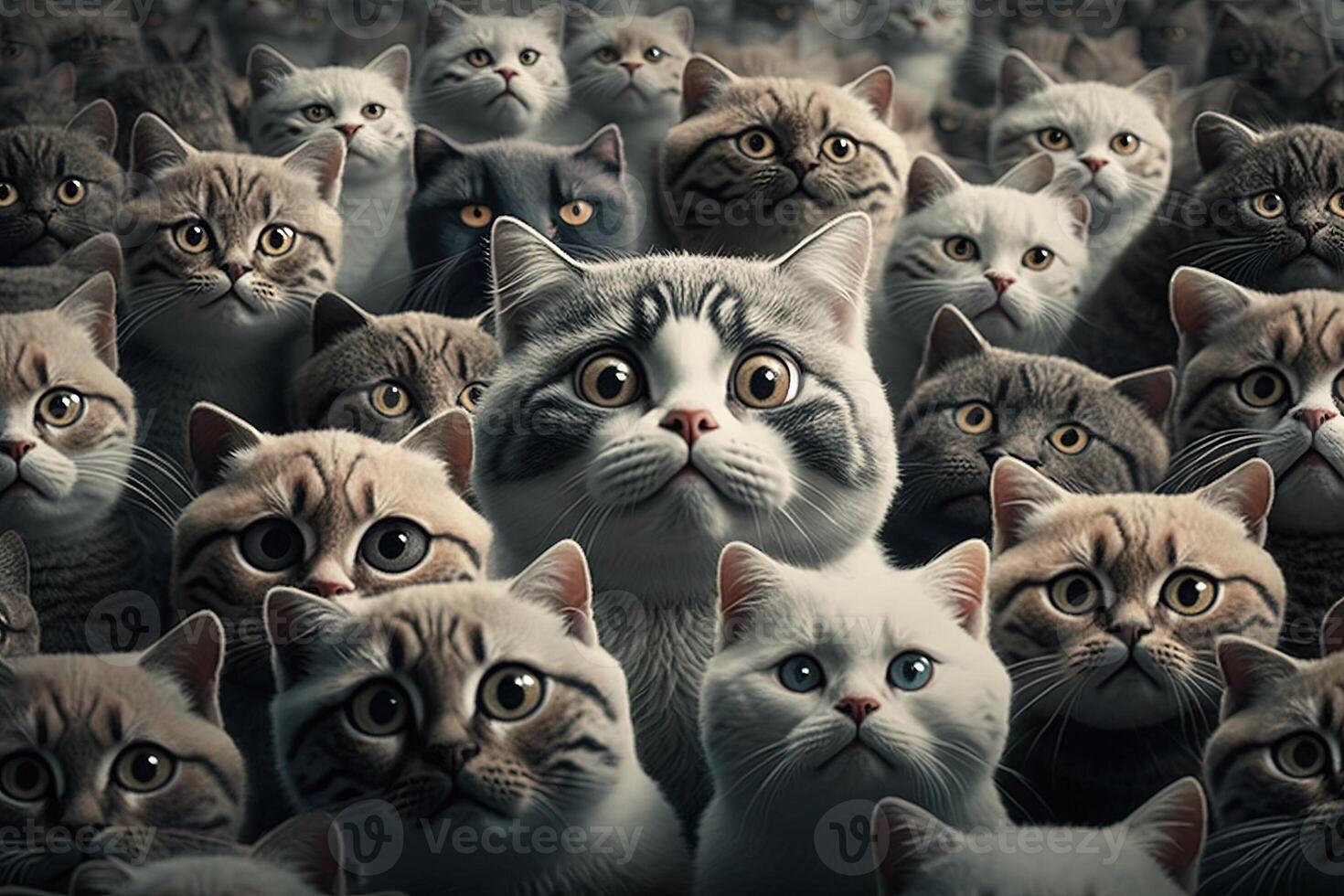 many cats looking at you illustration photo