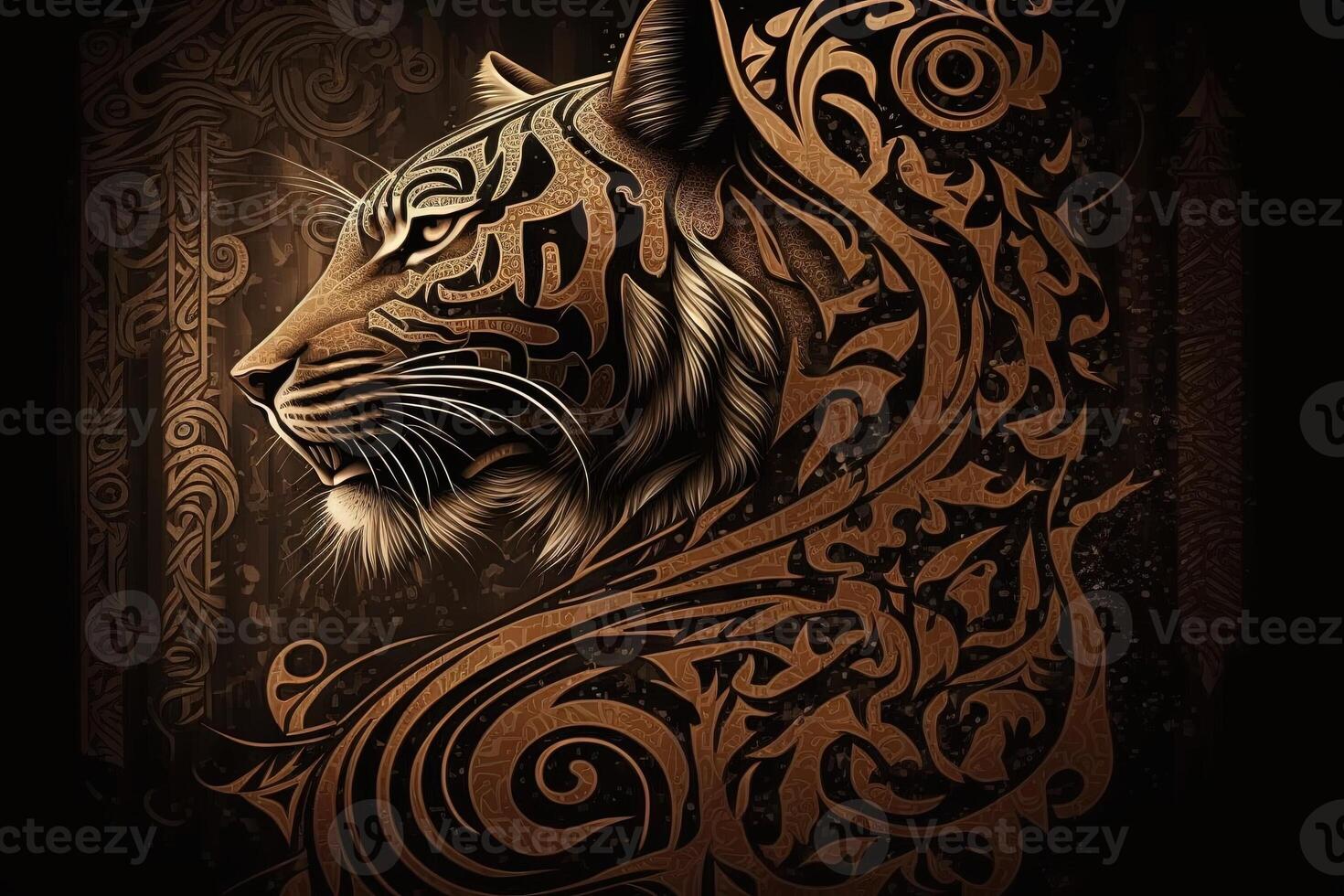 tiger tribal tattoo illustration photo