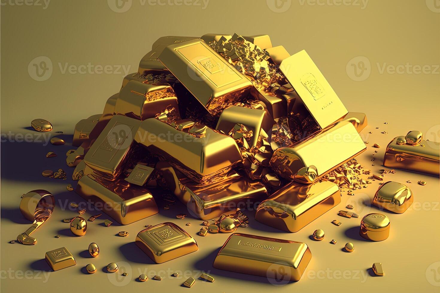 gold ignots inside vault safe golden bars illustration photo