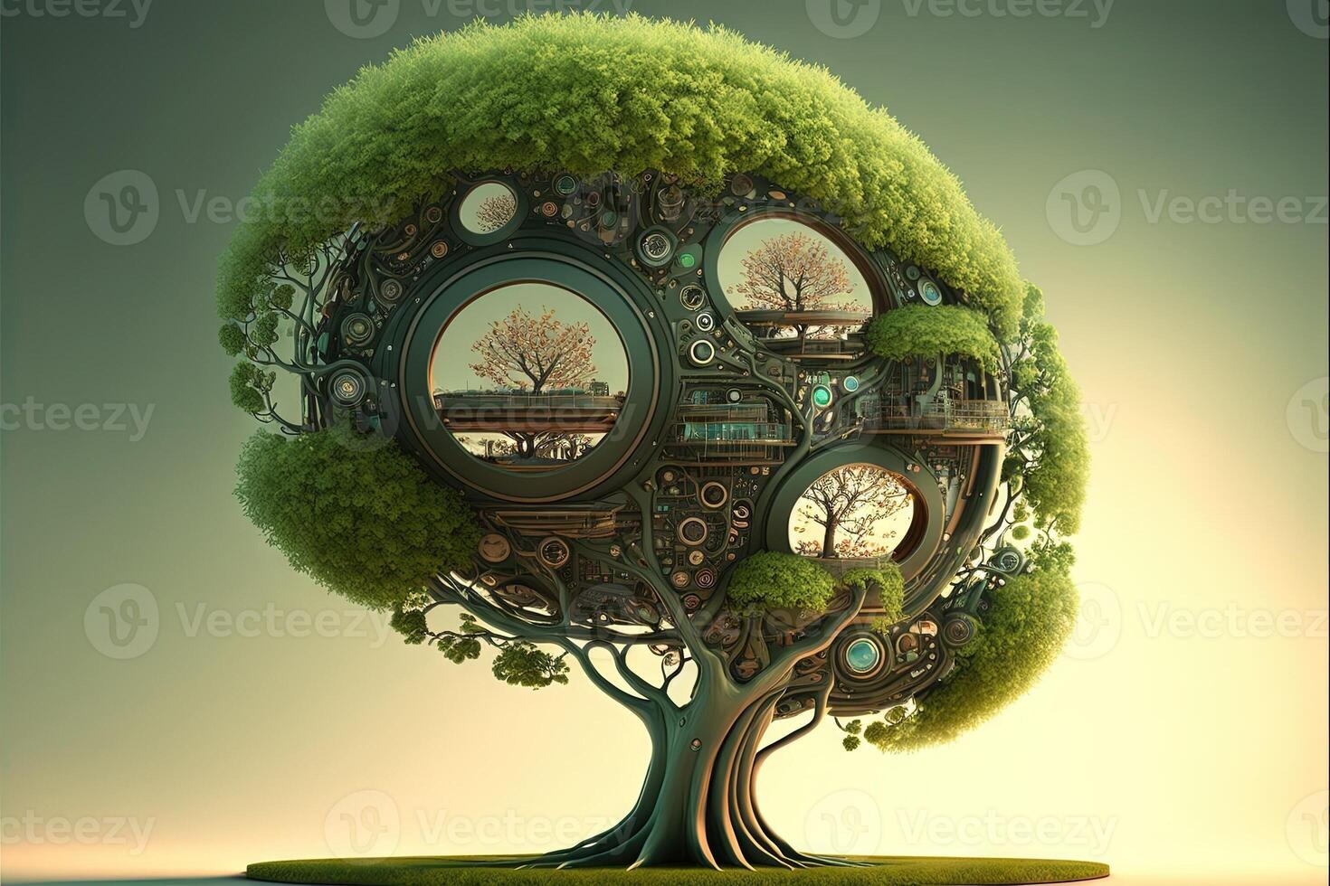 techno tree of the future illustration photo