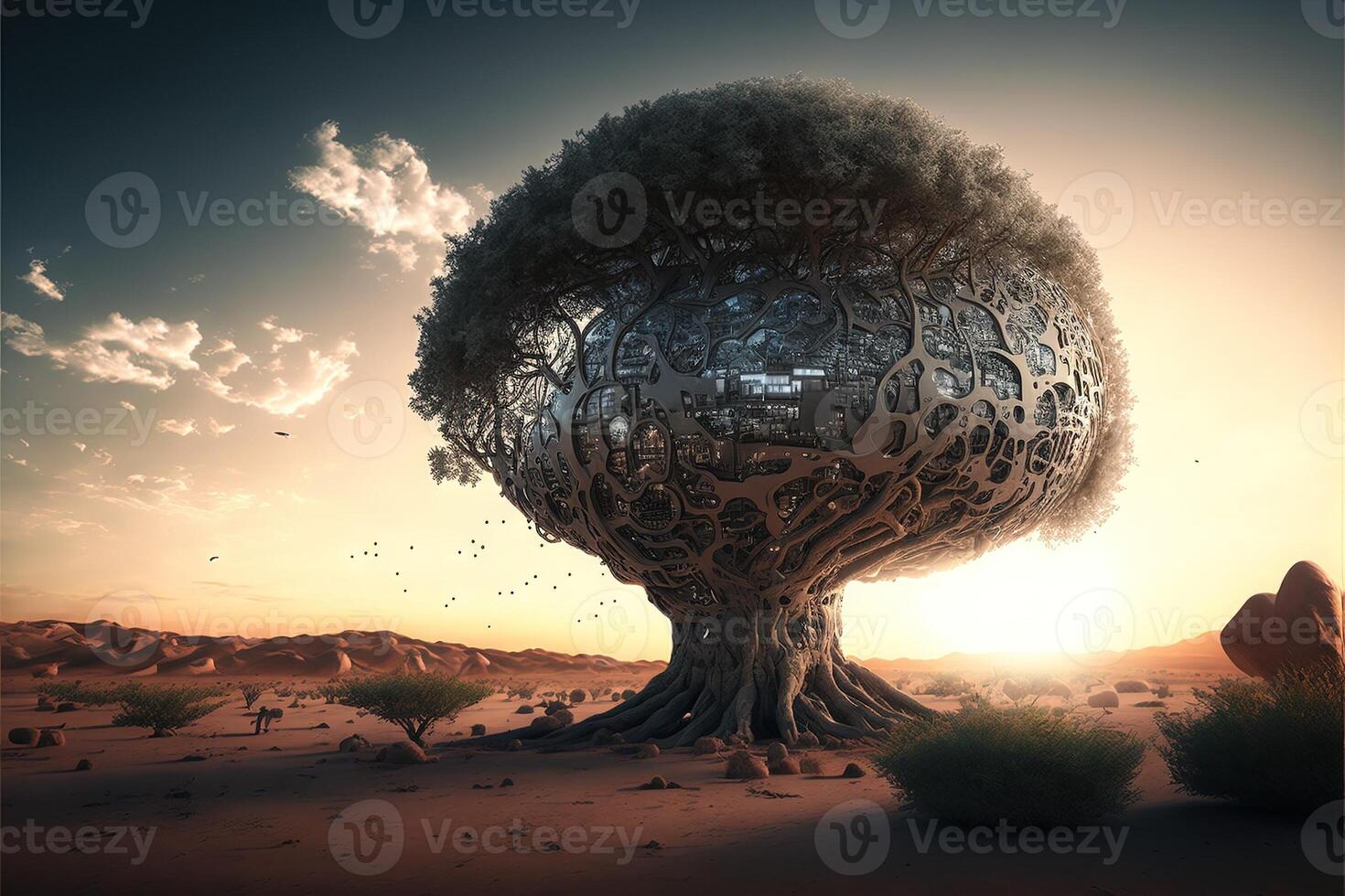 techno tree of the future illustration photo