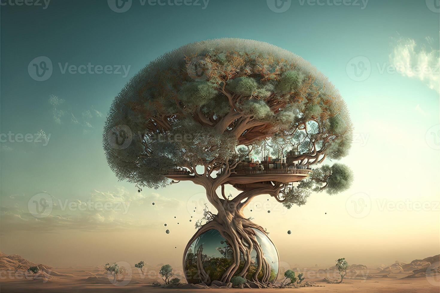 techno tree of the future illustration photo