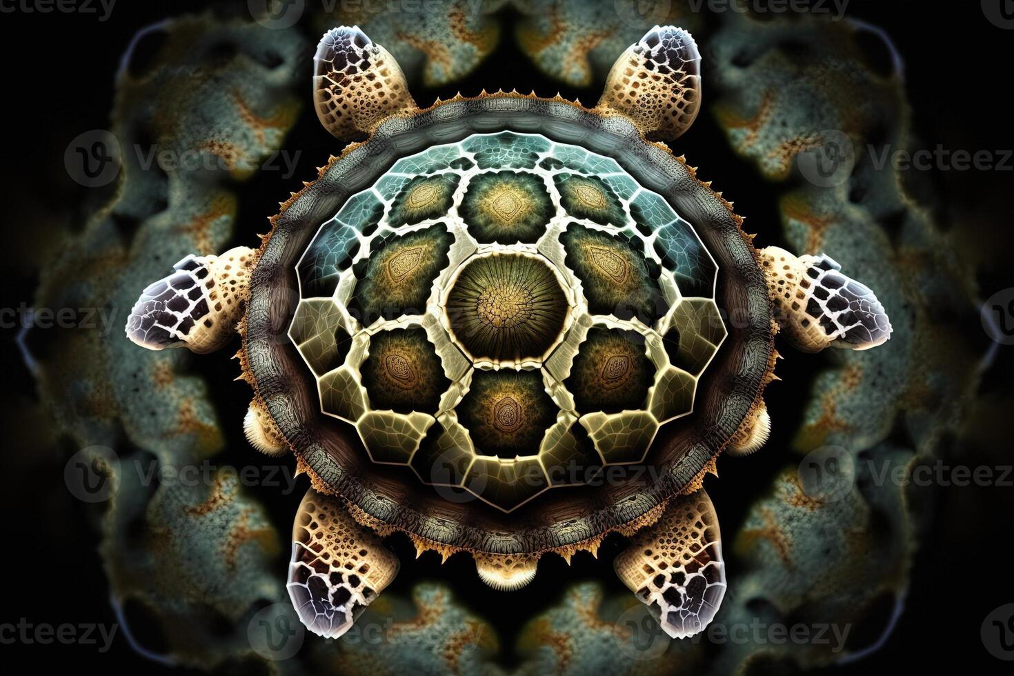 Tortuga animal mandala fractal ilustración generativo ai foto