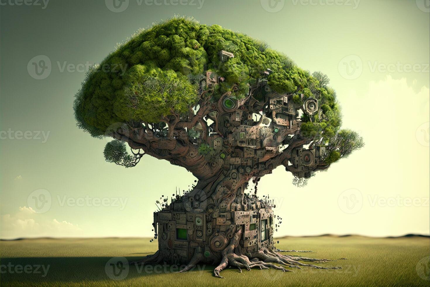 techno tree of the future illustration photo