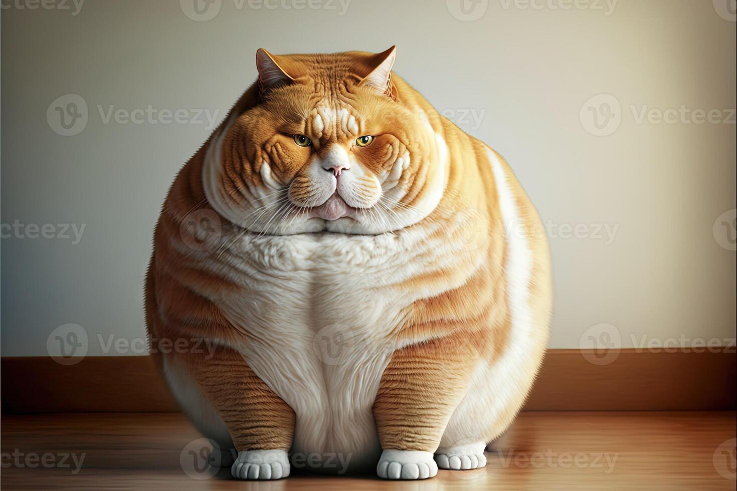 lazy ultra fat cat illustration photo