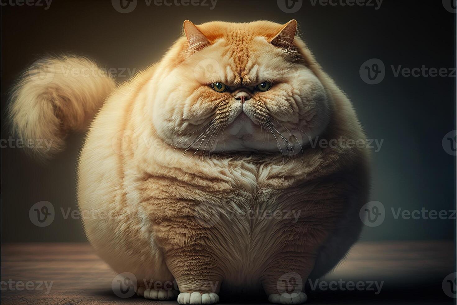 lazy ultra fat cat illustration photo