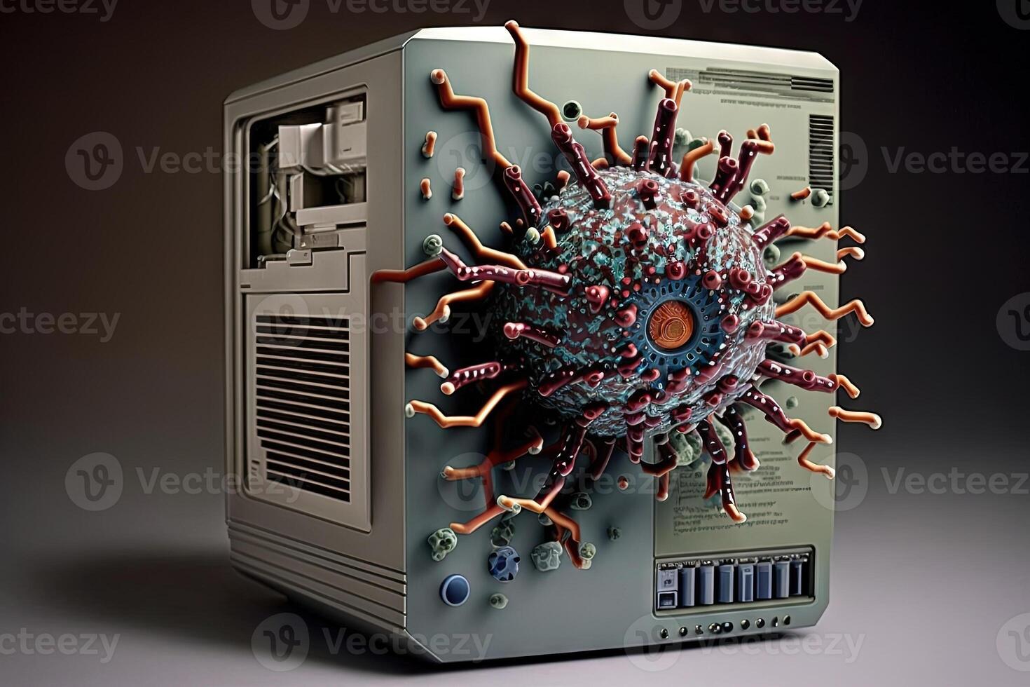 Abstract Concept of Hacker Attack, Virus Infected Software, Dark Web and Cyber Security illustration photo