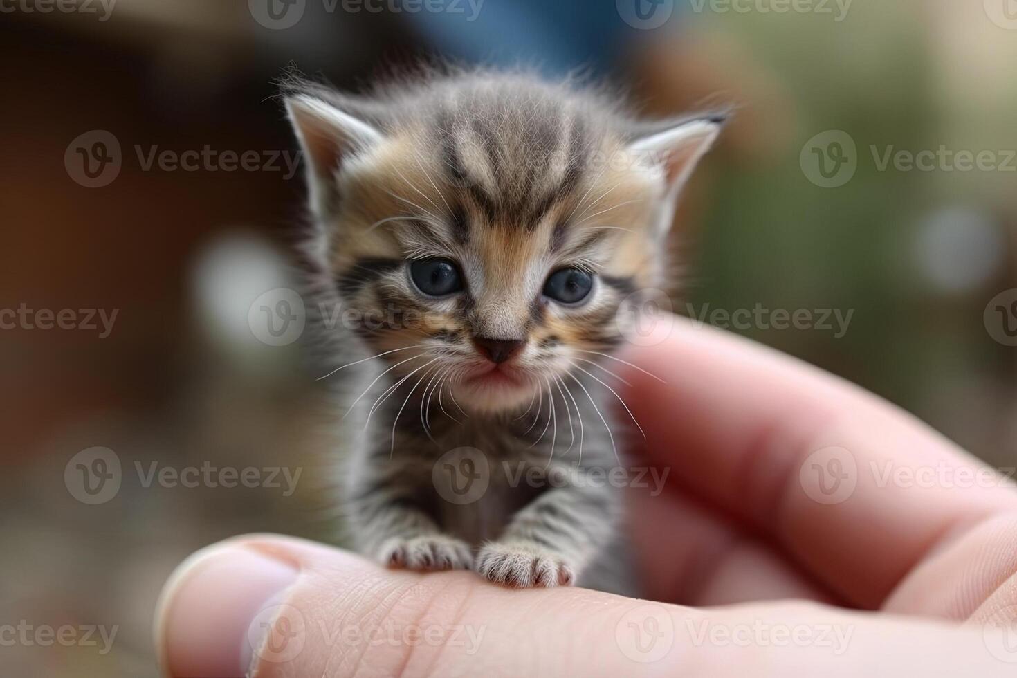 ultra small kitten on human hand illustration photo