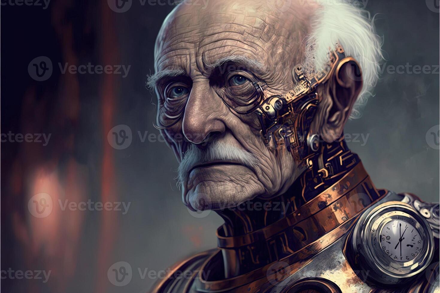 retired very old tercentenary bicentennial robot android illustration photo
