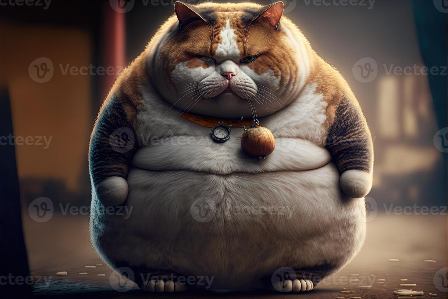 lazy ultra fat cat illustration photo