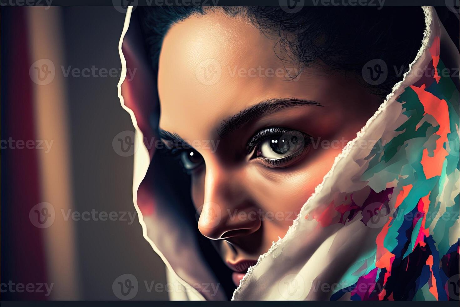 World Hijab day on february 1, hijab girl women head cover abstract representation photo