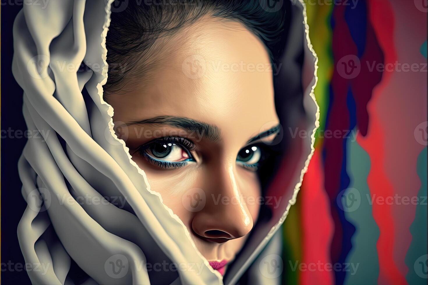 World Hijab day on february 1, hijab girl women head cover abstract representation photo
