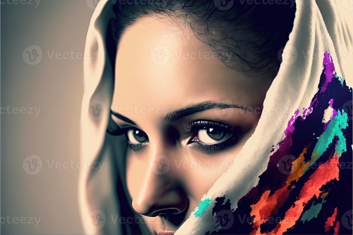 World Hijab day on february 1, hijab girl women head cover abstract representation photo