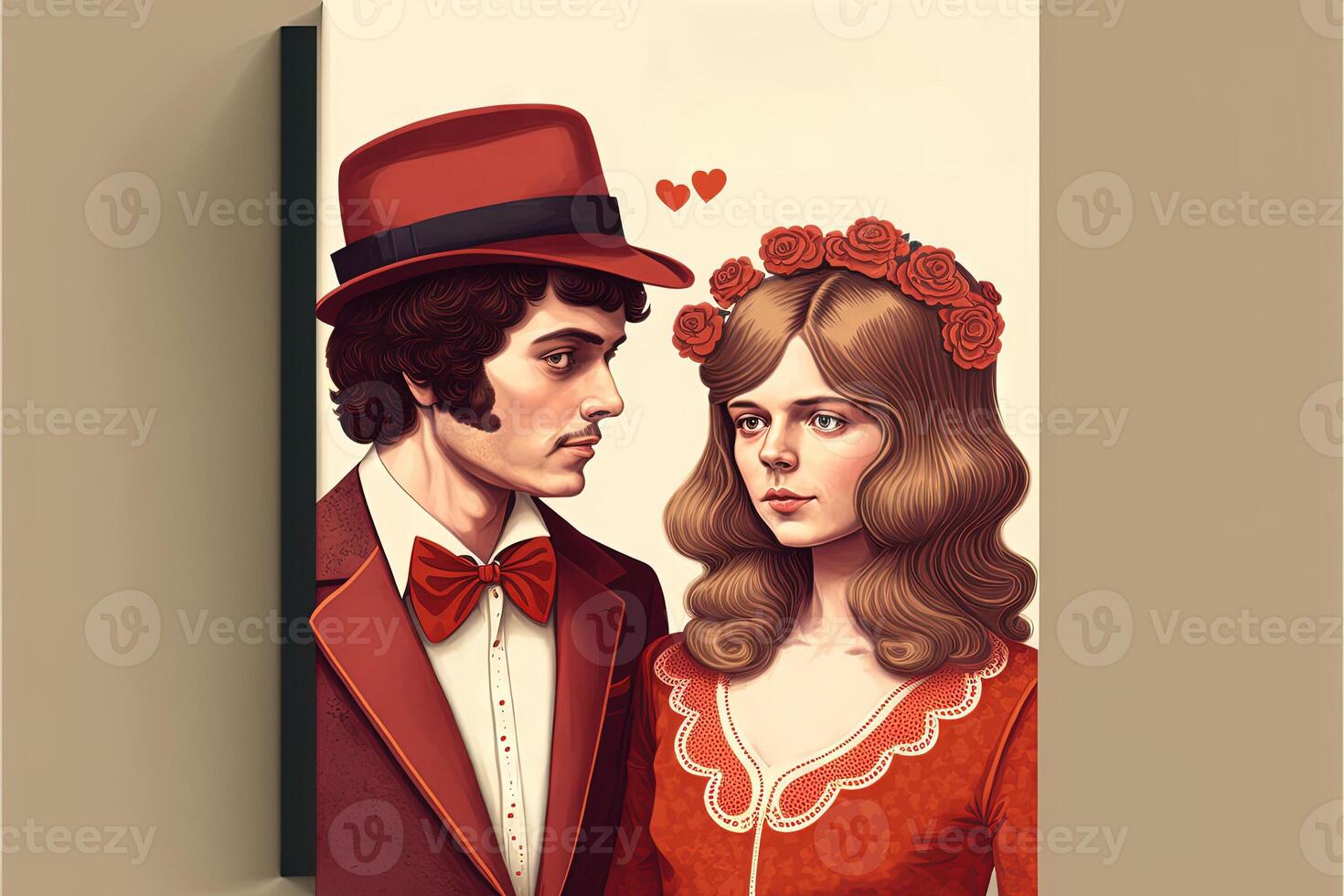 Happy Valentines Day romantic greeting card retro style photo