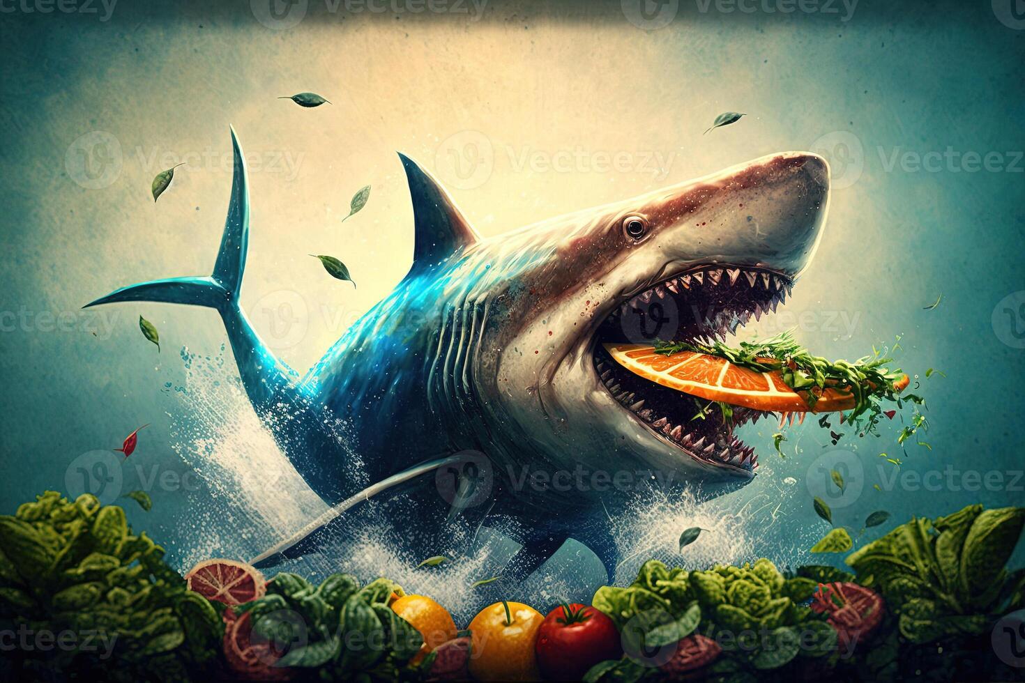 Vegetarian Veggie shark illustration photo