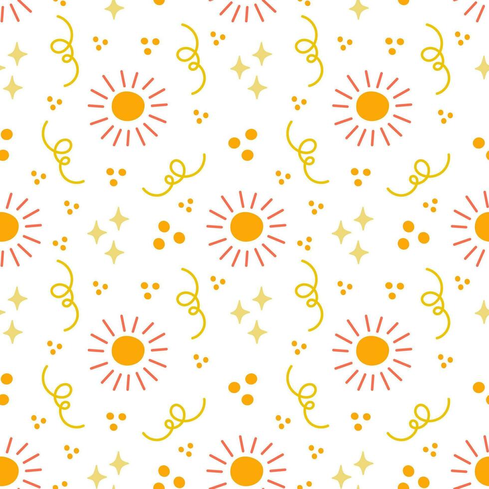 Seamless pattern with suns. Vector background with a marine theme.