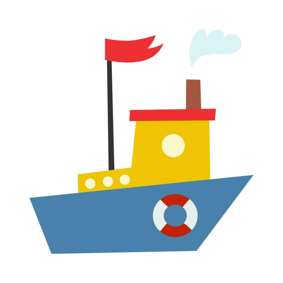 Boat, vector illustration. Small ships in cute flat design.