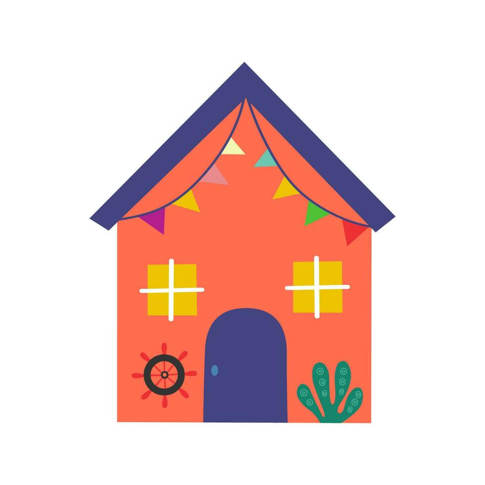 Beach house vector illustration.