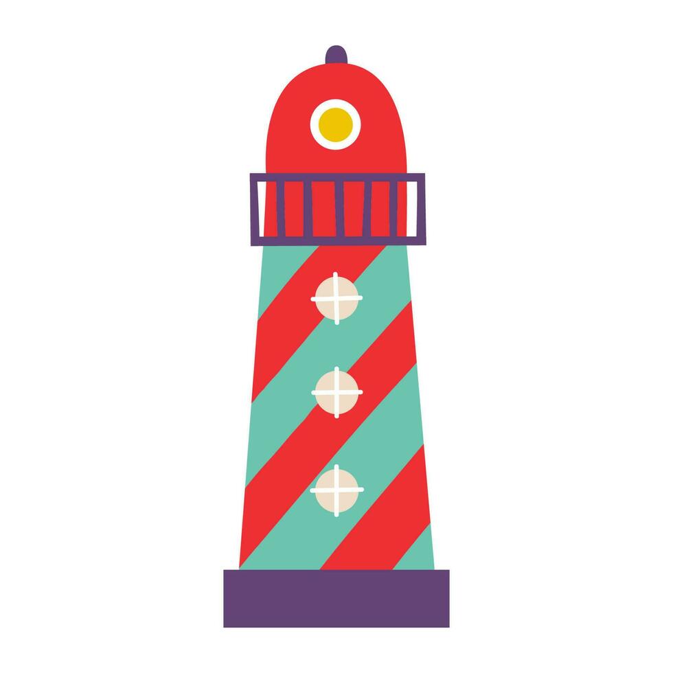 Lighthouse, vector illustration  in cute flat design.