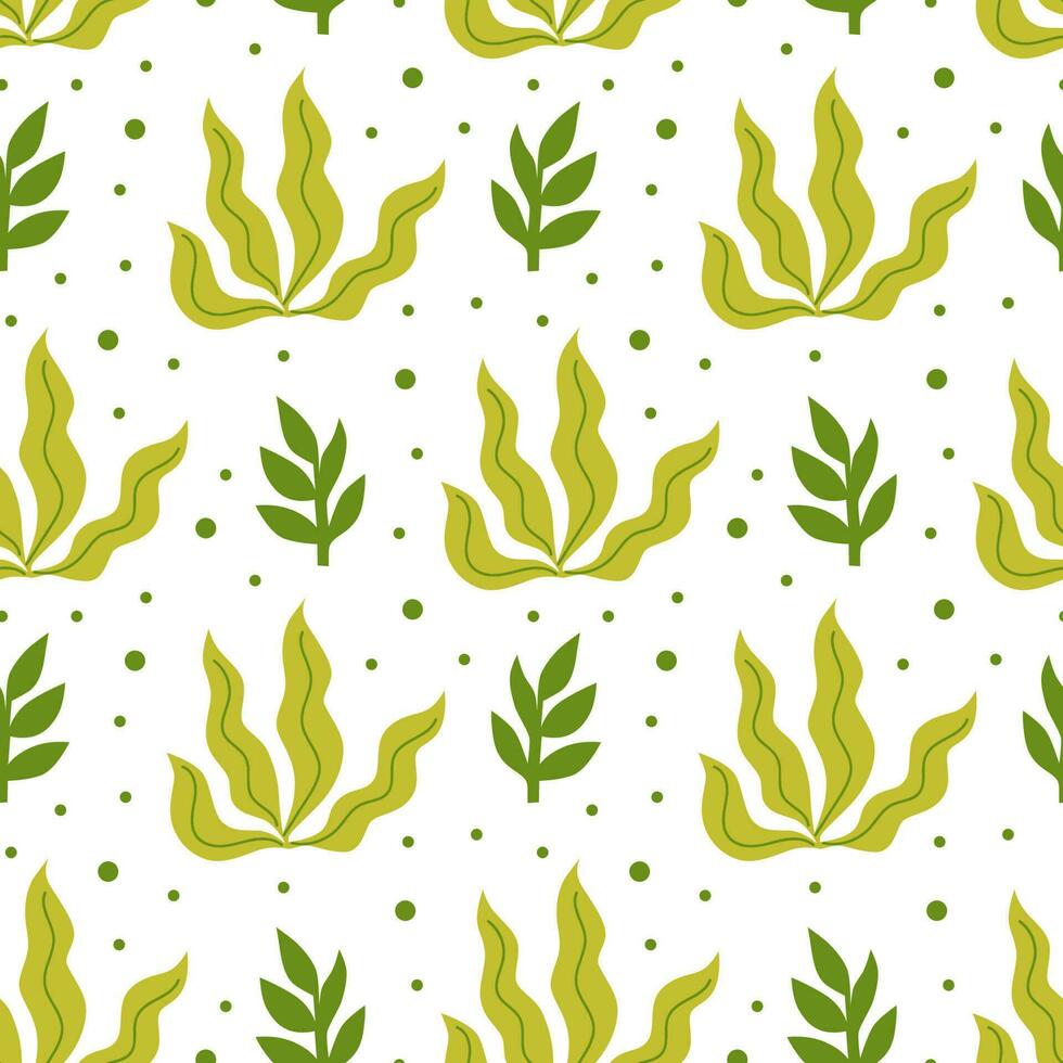 Seamless pattern with seaweed. Vector background with a marine theme.