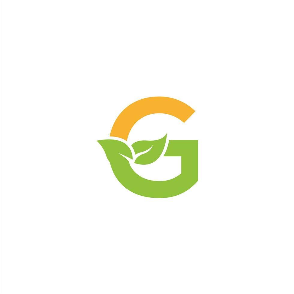 letter G and green leaf logo design vector