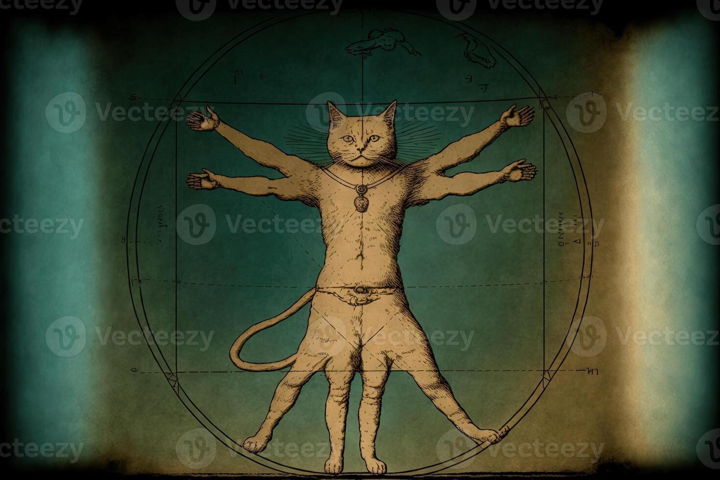 cat looks like the Vitruvian man photo