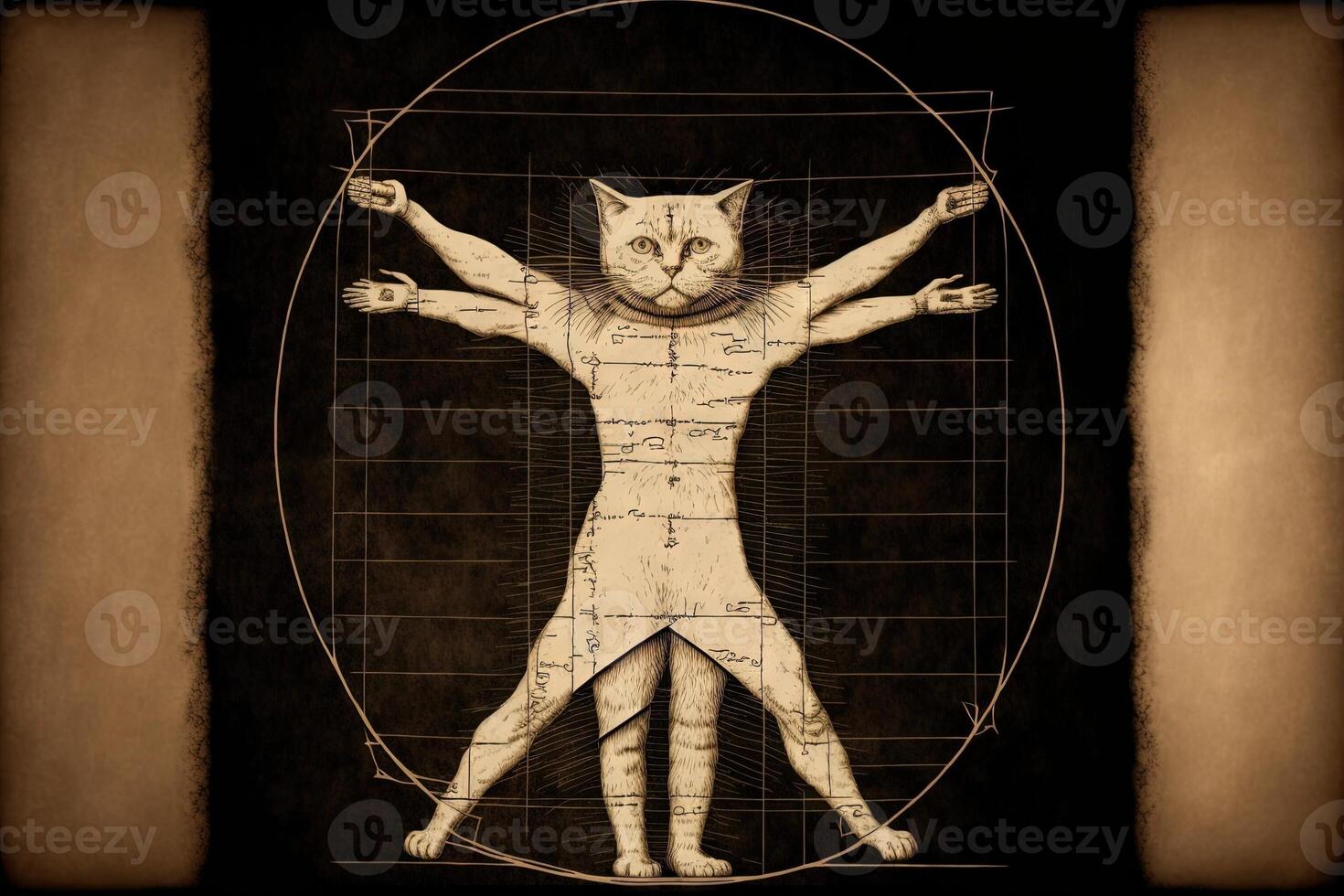 cat looks like the Vitruvian man photo