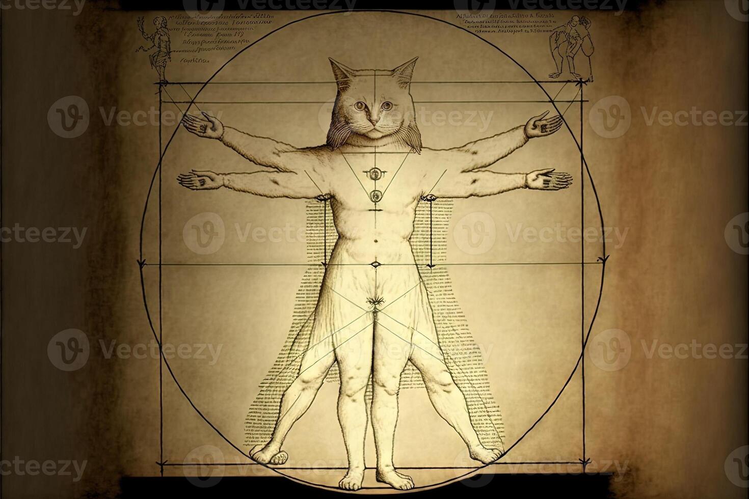 cat looks like the Vitruvian man photo