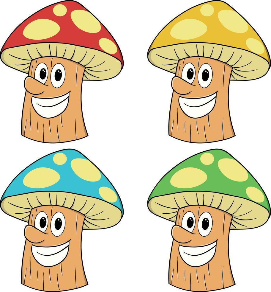 mushroom fun smile vector