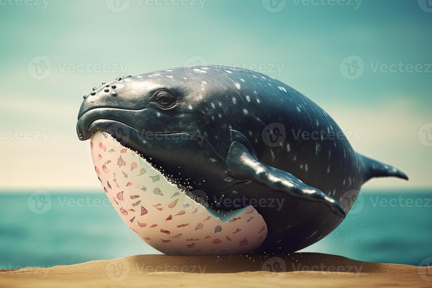 Whale easter egg illustration photo