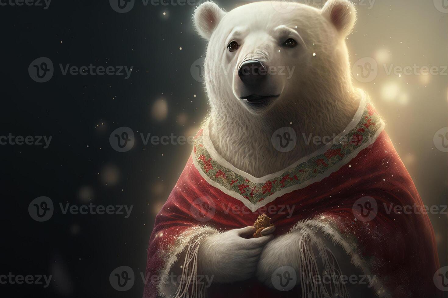 white polar bear santa claus christmas dress photo