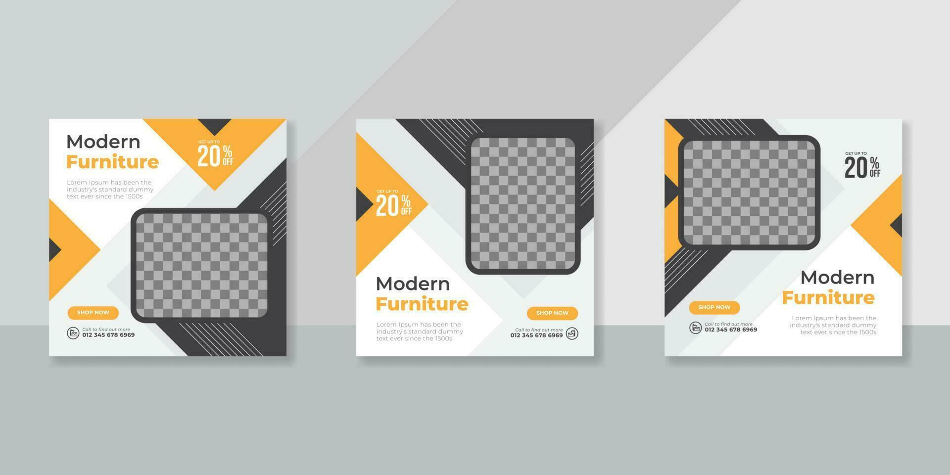 modern Furniture social media post templates design vector