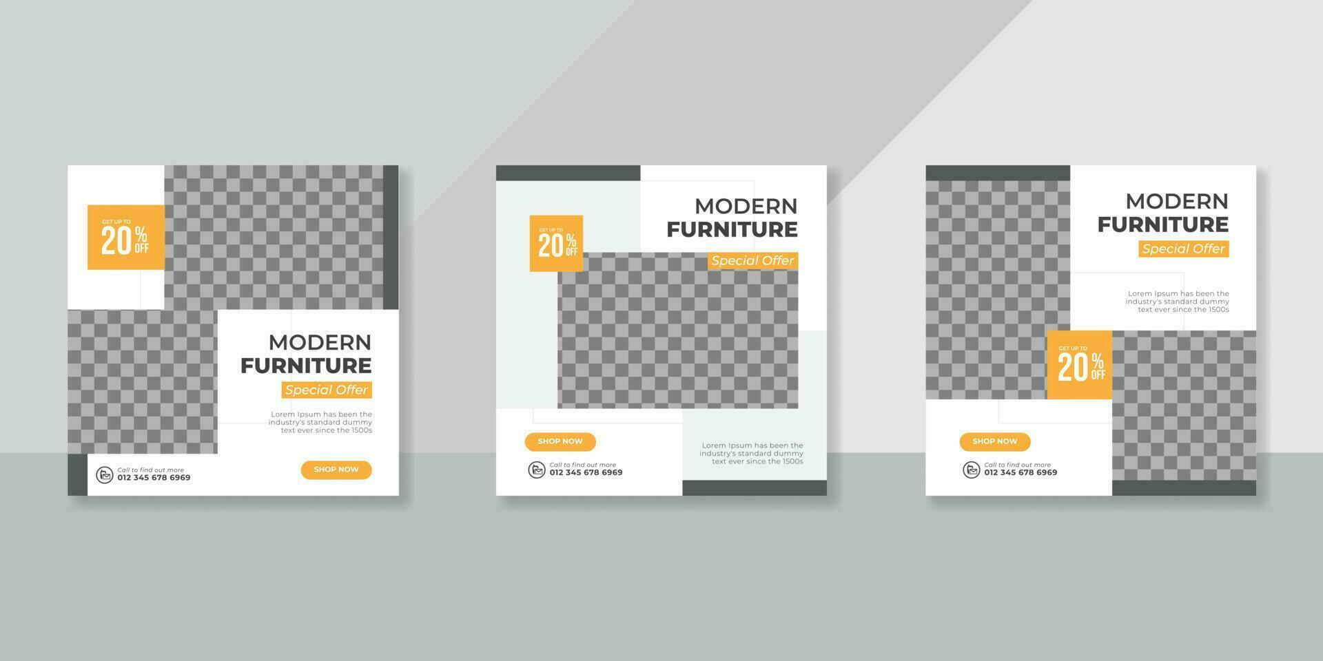modern Furniture social media post templates design vector