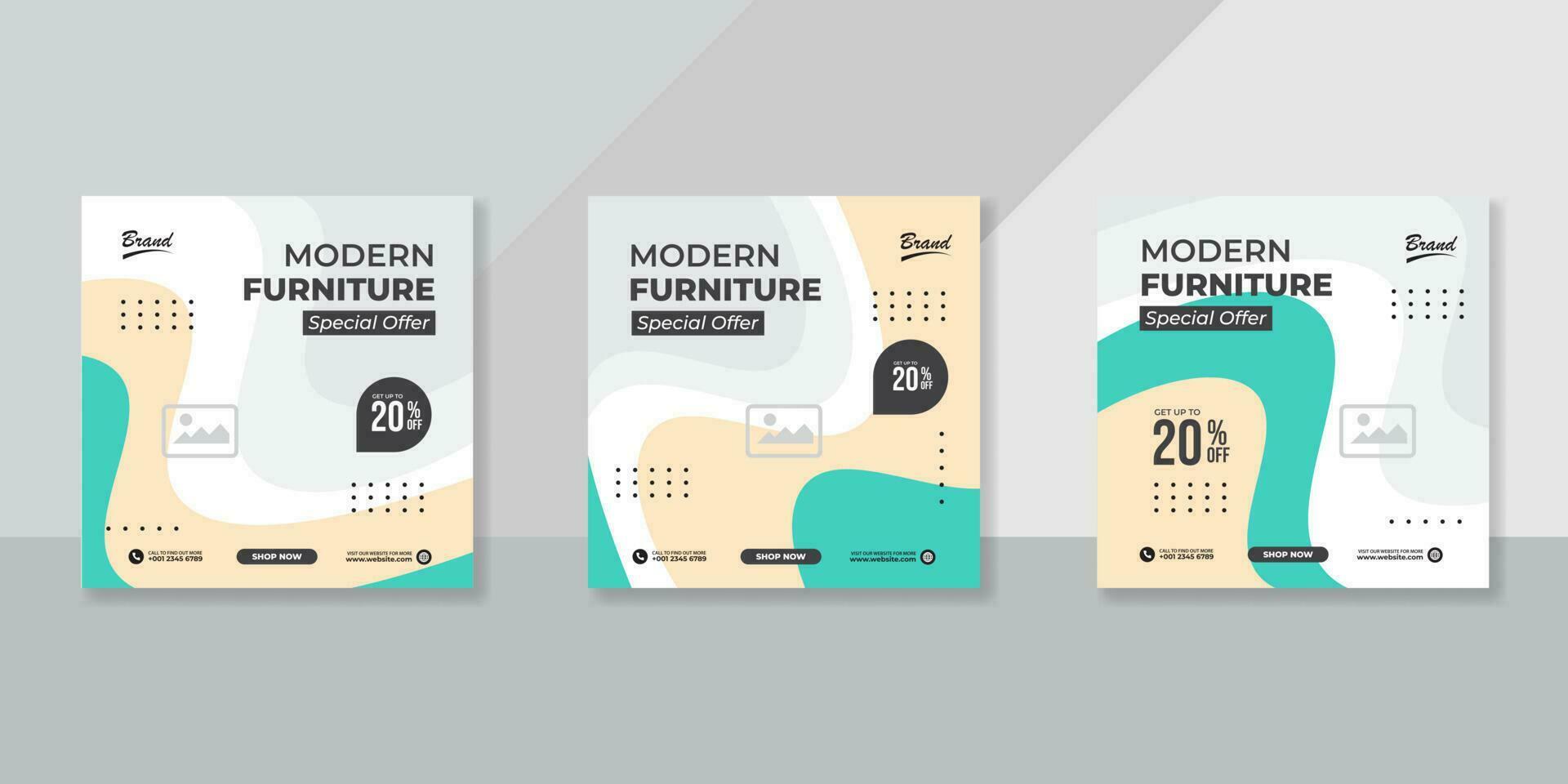 modern Furniture social media post templates design vector