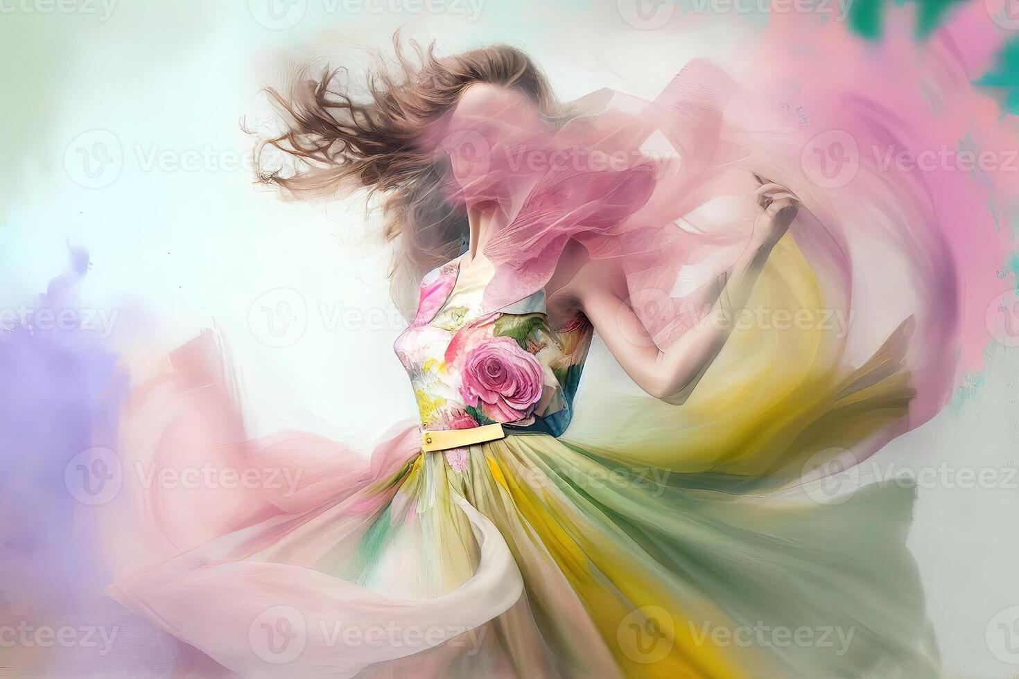 woman dress with pastel colors of spring illustration photo