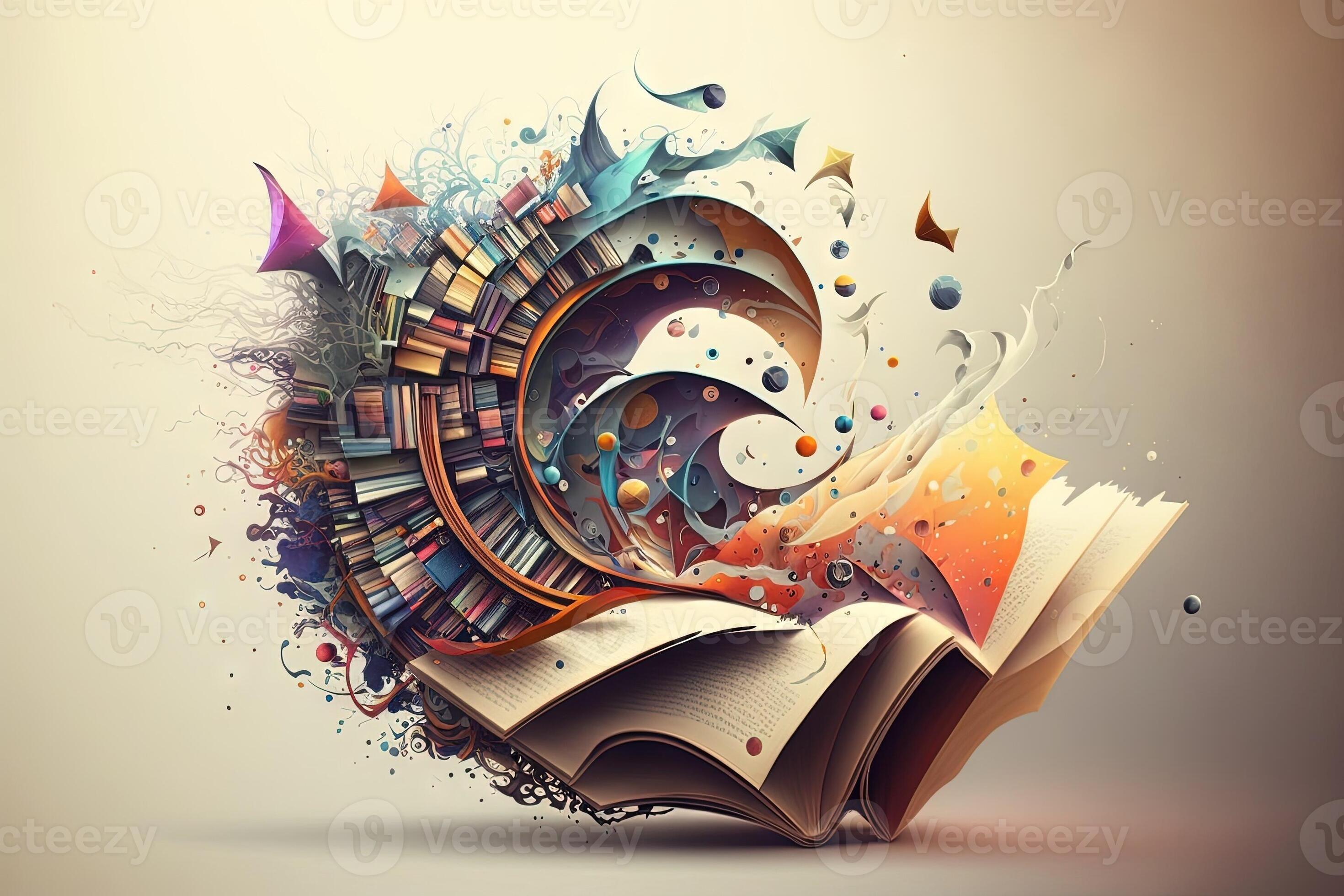 World Book and copyright Day abstract. Open book Concept. illustration