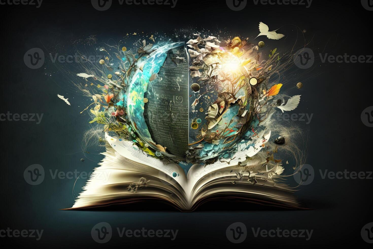 World Book and copyright Day abstract. Open book Concept. illustration photo