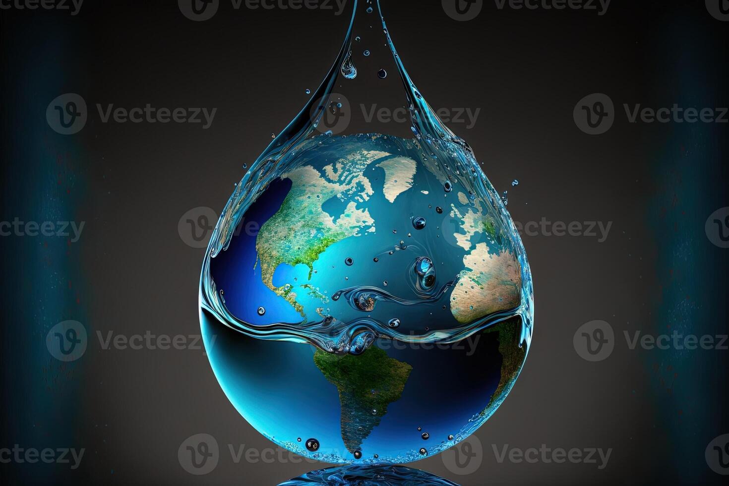 World water day. Globe Concept design for planet earth made of water illustration photo