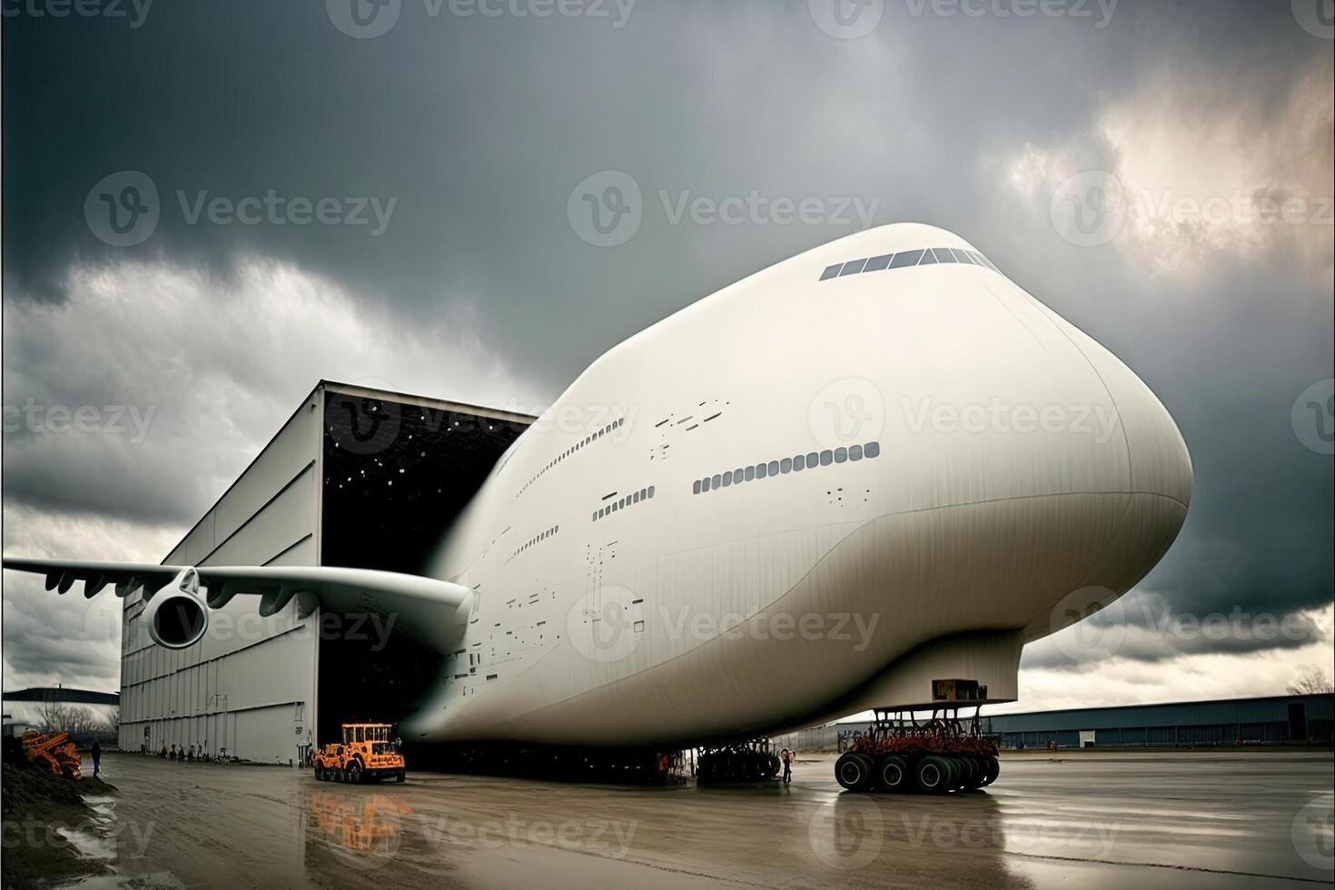 World largest passenger plane of the future huge three decks cabin Illustration photo