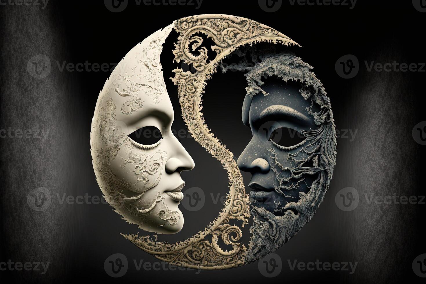 yin yang made of mask World Theatre Day abstract illustration photo