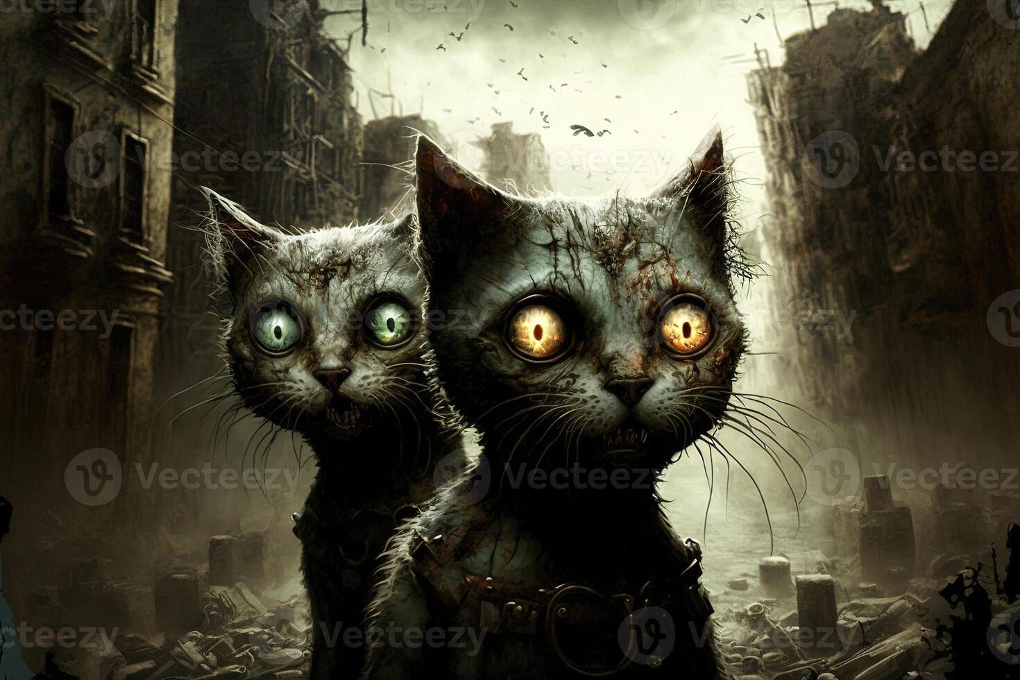 zombi gatos ilustración generativo ai foto