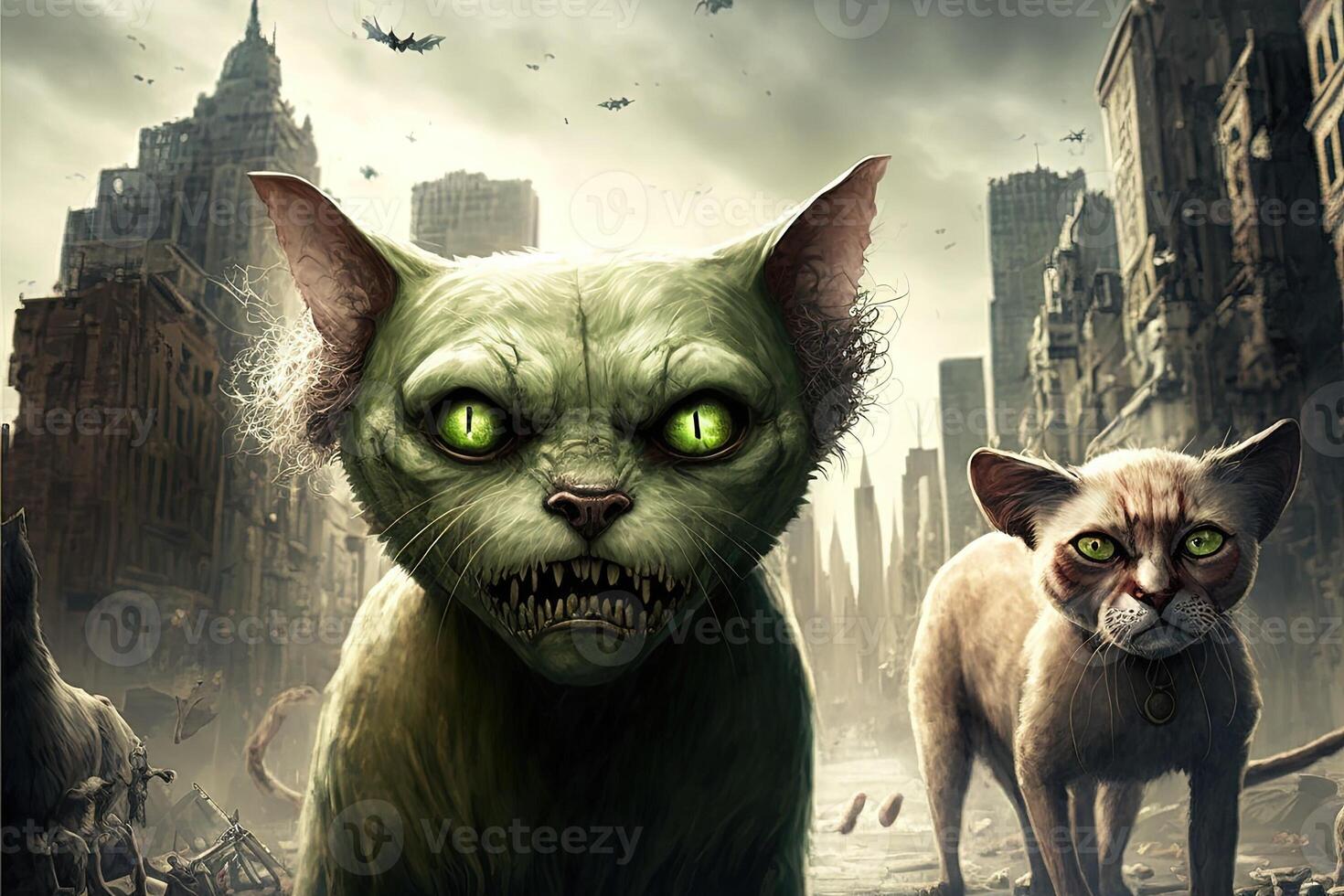 zombi gatos ilustración generativo ai foto