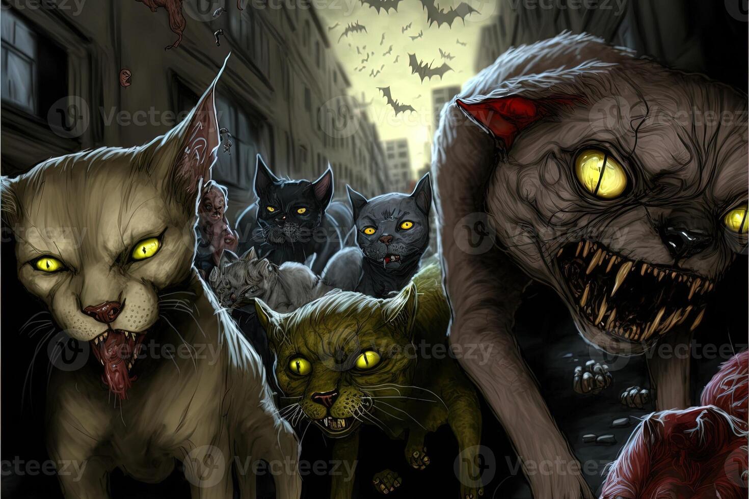 Zombie cats illustration photo