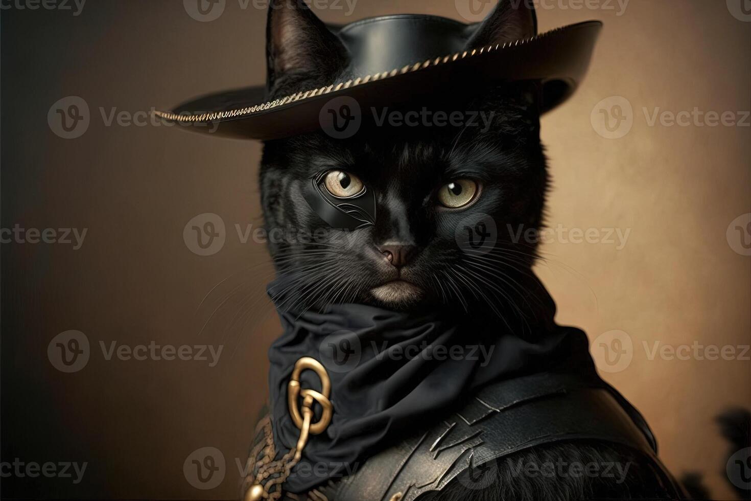 Cat as zorro charachter illustration photo