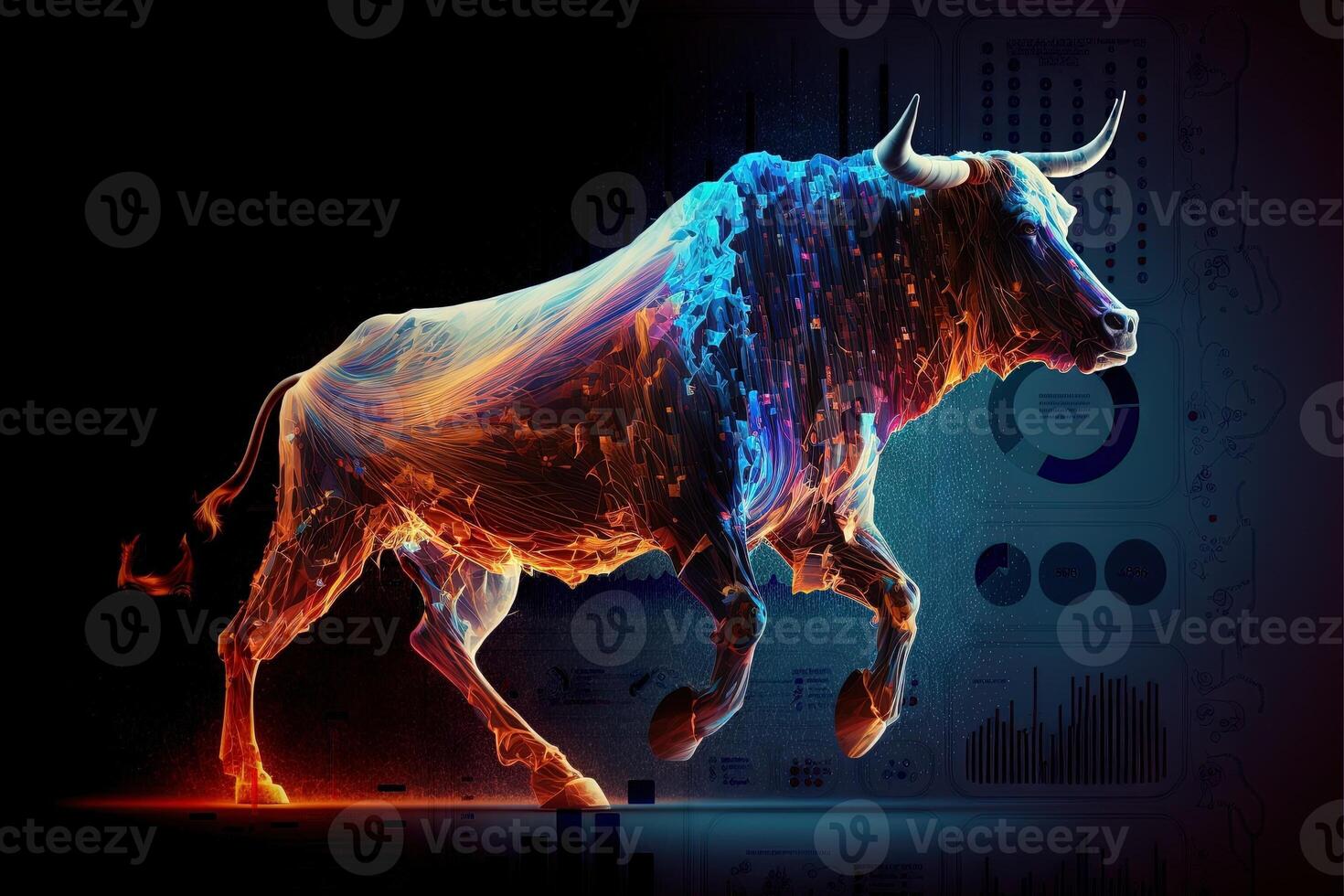 Bull as Symbol of trading on the stock market Is on the rise, Bull Market Signal, Global Trading illustration photo