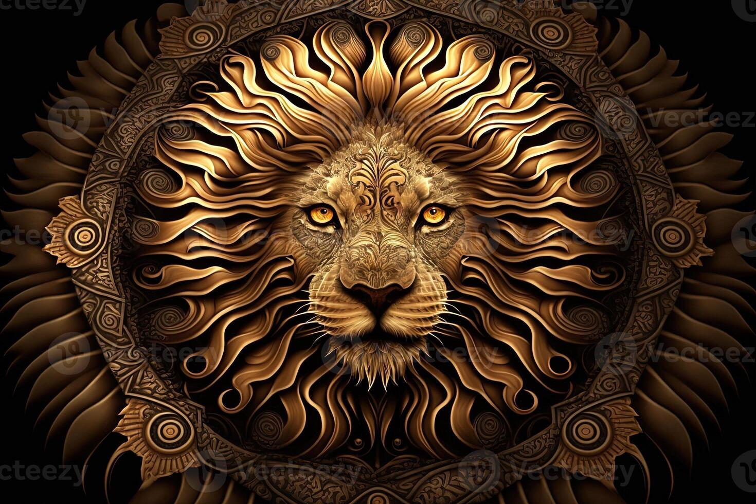 lion Animal mandala fractal illustration photo