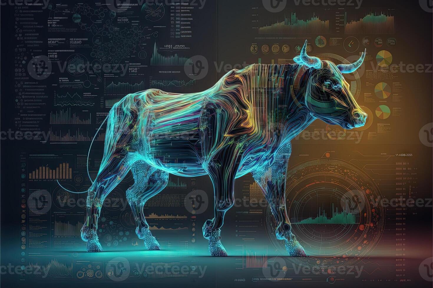 Bull as Symbol of trading on the stock market Is on the rise, Bull Market Signal, Global Trading illustration photo
