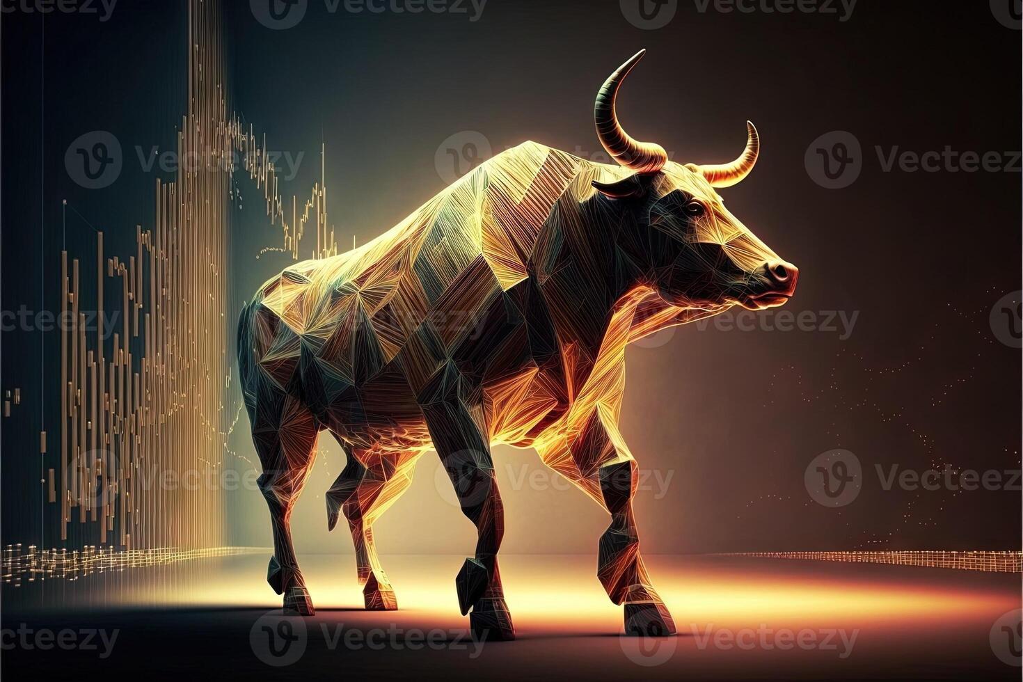 Bull as Symbol of trading on the stock market Is on the rise, Bull Market Signal, Global Trading illustration photo